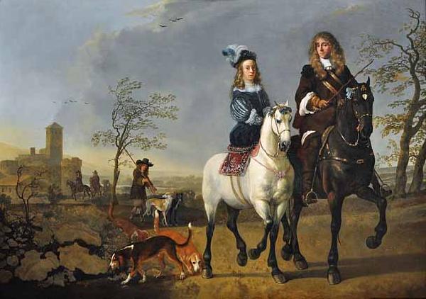 Aelbert Cuyp Lady and Gentleman on Horseback oil painting picture